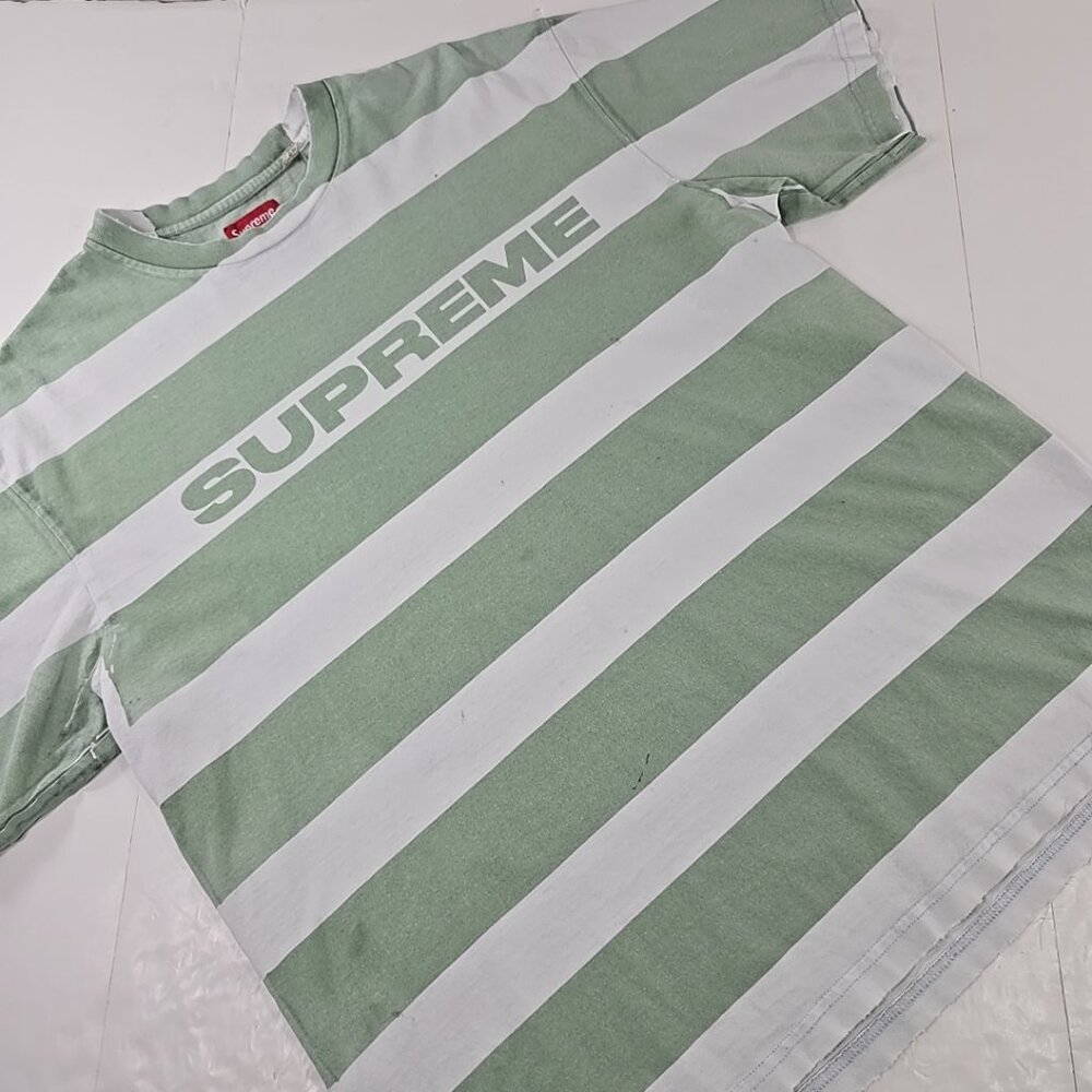 SUPREME Printed Stripe Top Light Green MEN'S SIZE MEDIUM SHORT SLEEVE *AS-IS*..